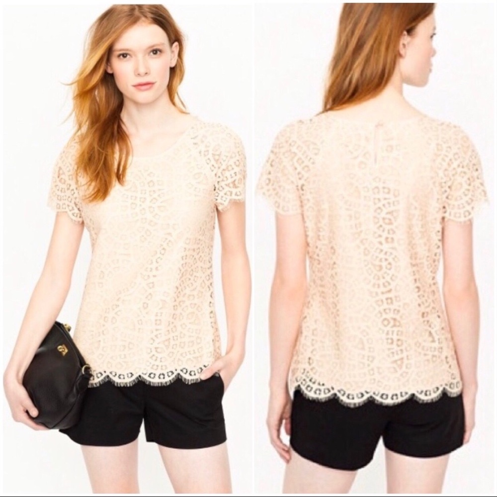 J. Crew Scalloped Raindrop Lace Blouse